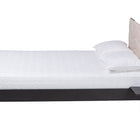 Baxton Studio Adriano Transitional Beige Fabric and Black Wood Queen Size Bed with Built-In Side Tables