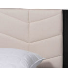 Baxton Studio Adriano Transitional Beige Fabric and Black Wood Queen Size Bed with Built-In Side Tables