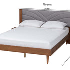 Baxton Studio Hemera Mid-Century Modern Grey Fabric and Walnut Brown Wood King Size Platform Bed With Floating Side Table