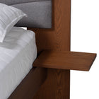 Baxton Studio Hemera Mid-Century Modern Grey Fabric and Walnut Brown Wood Queen Size Platform Bed With Floating Side Table
