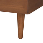 Baxton Studio Hemera Mid-Century Modern Grey Fabric and Walnut Brown Wood Queen Size Platform Bed With Floating Side Table
