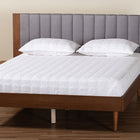 Baxton Studio Kalista Transitional Modern Grey Fabric and Walnut Brown Wood Queen Size Bed with Built-In Side Tables