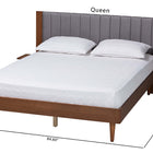 Baxton Studio Kalista Transitional Modern Grey Fabric and Walnut Brown Wood Queen Size Bed with Built-In Side Tables