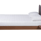 Baxton Studio Kalista Transitional Modern Grey Fabric and Walnut Brown Wood Queen Size Bed with Built-In Side Tables
