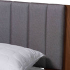 Baxton Studio Kalista Transitional Modern Grey Fabric and Walnut Brown Wood Queen Size Bed with Built-In Side Tables