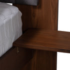 Baxton Studio Kalista Transitional Modern Grey Fabric and Walnut Brown Wood Queen Size Bed with Built-In Side Tables