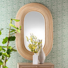 bali & pari Drucilla Modern Bohemian Natural Brown Rattan Oval Accent Wall Mirror