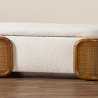 Baxton Studio Basira Japandi Cream Boucle Fabric Storage Bench with Woven Rattan