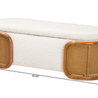 Baxton Studio Basira Japandi Cream Boucle Fabric Storage Bench with Woven Rattan