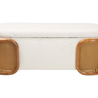 Baxton Studio Basira Japandi Cream Boucle Fabric Storage Bench with Woven Rattan