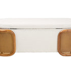 Baxton Studio Basira Japandi Cream Boucle Fabric Storage Bench with Woven Rattan