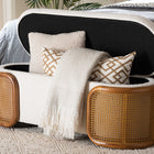 Baxton Studio Basira Japandi Cream Boucle Fabric Storage Bench with Woven Rattan