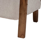Baxton Studio Sage Modern Japandi Light Grey Fabric and Walnut Brown Finished Wood Arm Chair with Woven Rattan