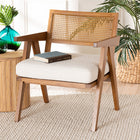 Baxton Studio Jetsam Japandi Cream Boucle Fabric and Walnut Brown Finished Wood Arm Chair