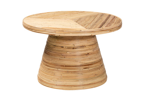 bali & pari Bella Modern Bohemian Natural Rattan and Mahogany Wood Coffee Table 