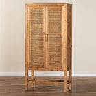 bali & pari Sibu Bohemian Natural Rattan and Teak Wood Tall Cabinet