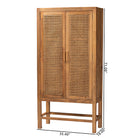 bali & pari Sibu Bohemian Natural Rattan and Teak Wood Tall Cabinet