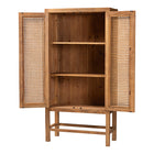 bali & pari Sibu Bohemian Natural Rattan and Teak Wood Tall Cabinet