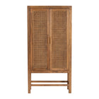 bali & pari Sibu Bohemian Natural Rattan and Teak Wood Tall Cabinet