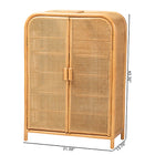 bali & pari Curacao Modern Bohemian Light Honey Rattan 2-Door Storage Cabinet