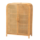 bali & pari Curacao Modern Bohemian Light Honey Rattan 2-Door Storage Cabinet