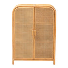 bali & pari Curacao Modern Bohemian Light Honey Rattan 2-Door Storage Cabinet
