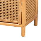 bali & pari Curacao Modern Bohemian Light Honey Rattan 2-Door Storage Cabinet