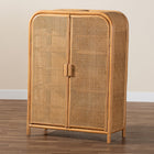 bali & pari Curacao Modern Bohemian Light Honey Rattan 2-Door Storage Cabinet