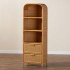 bali & pari Curacao Modern Bohemian Light Honey Rattan 2-Drawer Bookcase
