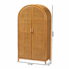 bali & pari Paloma Modern Bohemian Light Honey Rattan Large Storage Cabinet
