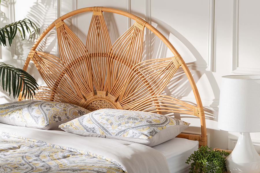bali & pari Jasmine Modern Bohemian Natural Rattan King Size Standalone Headboard