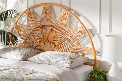 bali & pari Jasmine Modern Bohemian Natural Rattan King Size Standalone Headboard