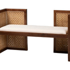bali & pari Lovina Bohemian Light Honey Rattan and Acacia Wood Accent Bench
