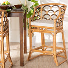 bali & pari Veneto Modern Bohemian Light Honey and Dark Brown Rattan Bar Stool