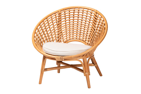 bali & pari Aerin Modern Bohemian Natural Rattan Accent Chair
