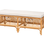 bali & pari Materra Modern bohemian Natural Brown Rattan Bench