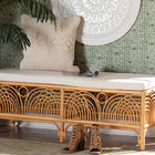 bali & pari Materra Modern bohemian Natural Brown Rattan Bench