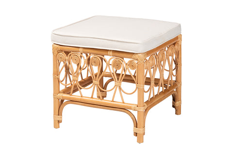 bali & pari Ibiza Modern bohemian Natural Brown Rattan Footstool