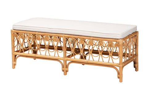bali & pari Ibiza Modern bohemian Natural Brown Rattan Bench