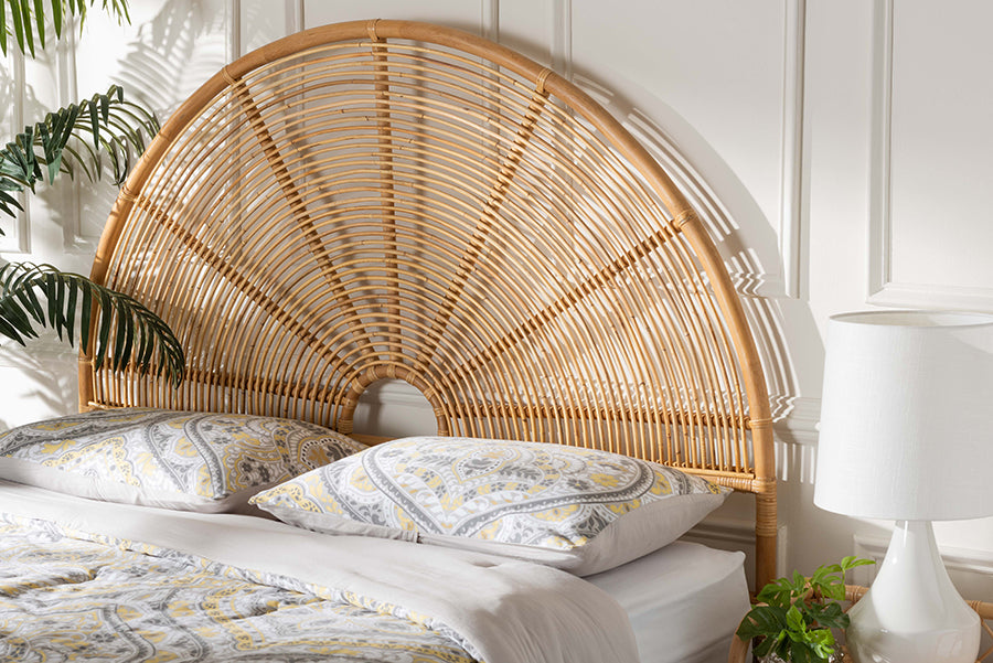 bali & pari Nina Modern Bohemian Honey Rattan Queen Size Standalone Headboard
