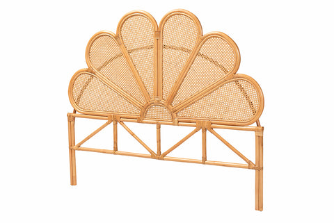 bali & pari Flower Modern Bohemian Honey Rattan King Size Standalone Headboard