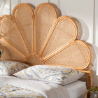 bali & pari Flower Modern Bohemian Honey Rattan Queen Size Standalone Headboard