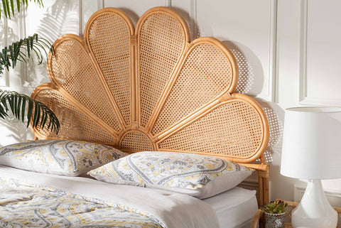 bali & pari Flower Modern Bohemian Honey Rattan King Size Standalone Headboard
