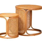 bali & pari Eldon Bohemian Honey Rattan 2-Piece Nesting End Table Set