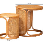 bali & pari Eldon Bohemian Honey Rattan 2-Piece Nesting End Table Set