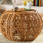 bali & pari Tiramisu Modern Bohemian Natural Brown Rattan Coffee Table