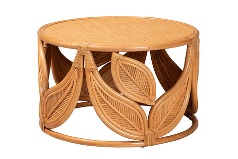 bali & pari Raflesia Modern Bohemian Natural Rattan Coffee Table