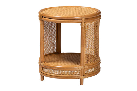 bali & pari Louis Modern Bohemian Natural Brown Rattan End Table