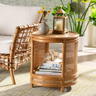 bali & pari Louis Modern Bohemian Natural Brown Rattan End Table