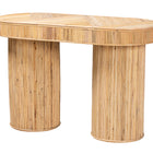 bali & pari Iryna Modern Bohemian Natural Rattan Console Table